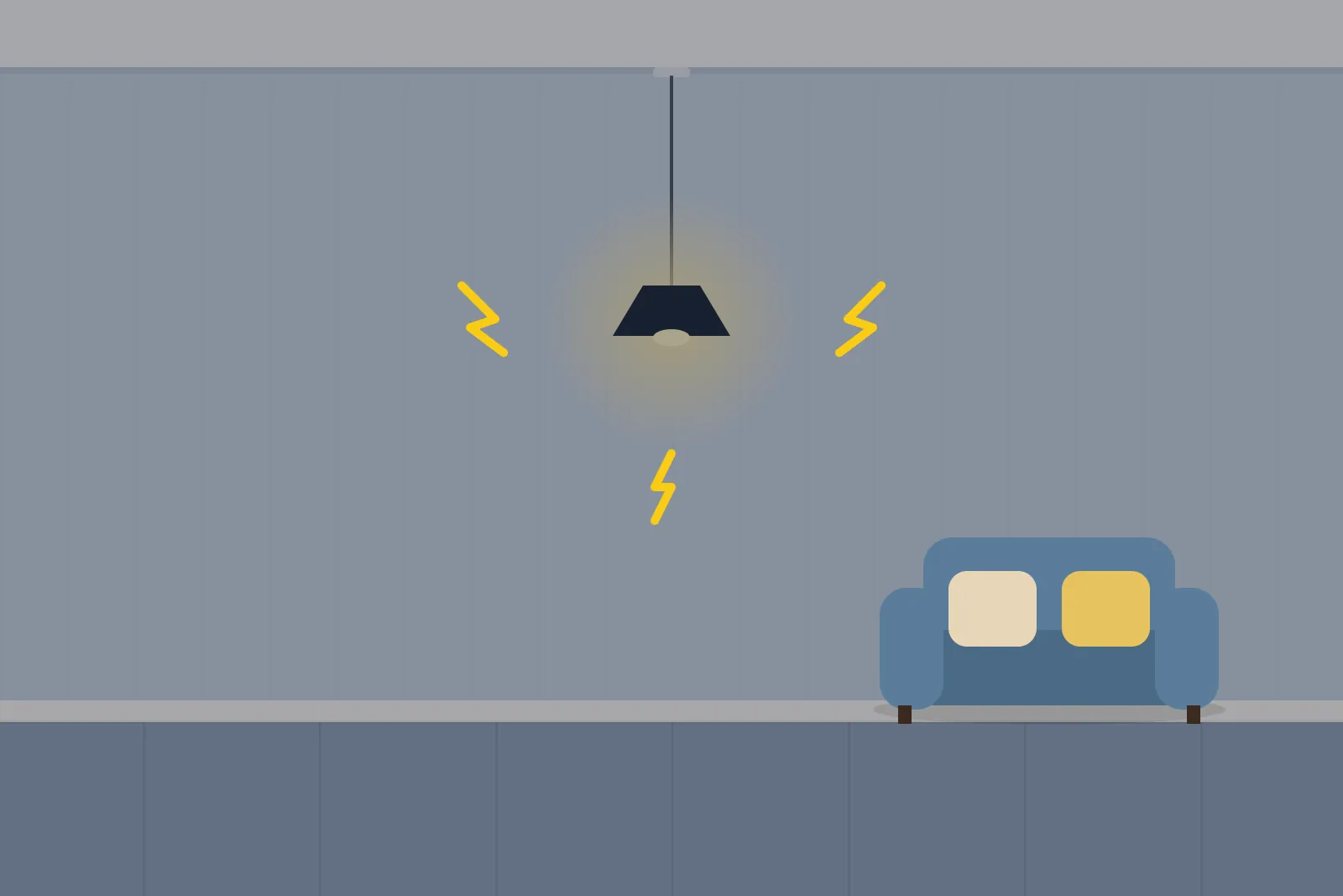 Pendant light flickering in a dim living room